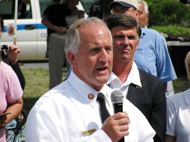 Chief Richard Bowers of MCFRS speaks to the crowds at the Open House